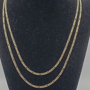 10K Yellow Gold Figaro Chain 2.25mm 18" Women Men Italy, NEW
